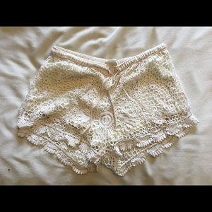 Cream lace shorts